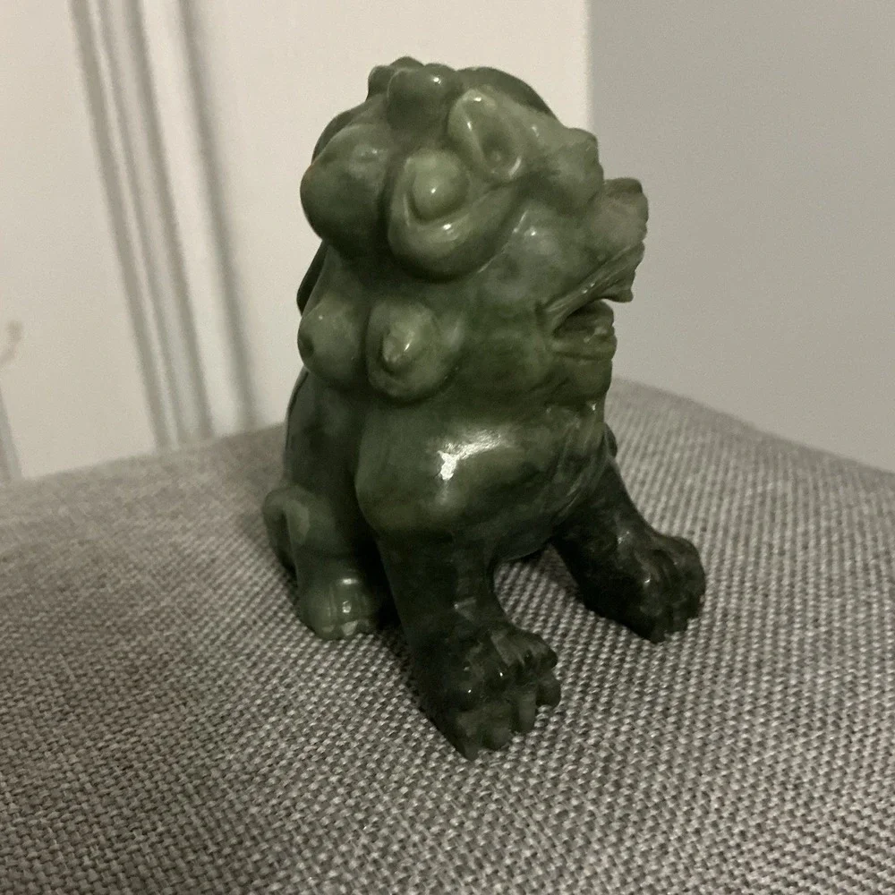 Vintage Hand Carved JADE‎ FOO DOG Stone Figurine Statue 2.5